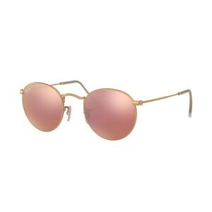 Ray Bans round flash lenses gold